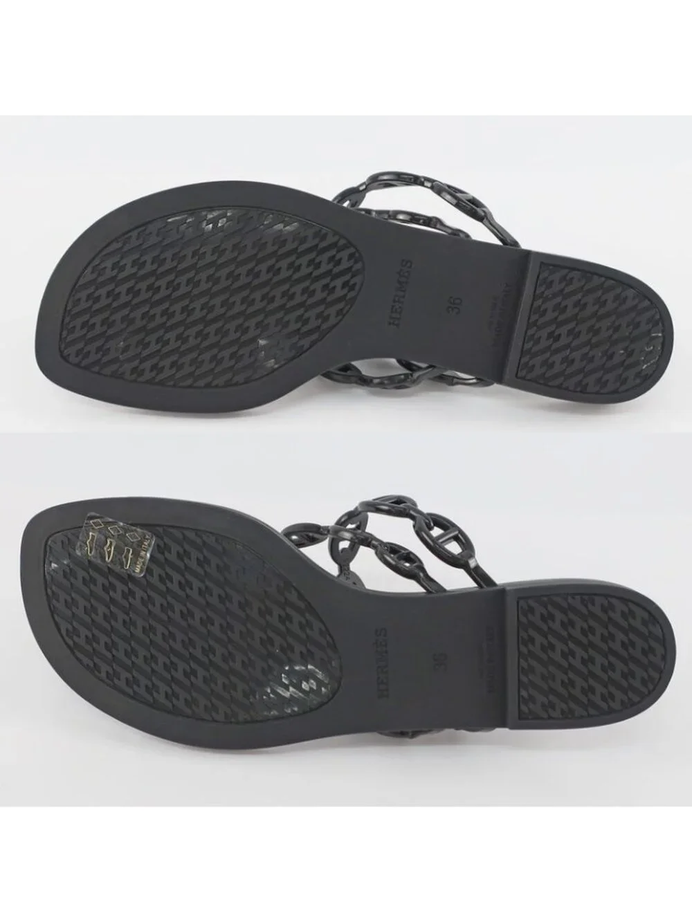 Hermes Island Sandals Chaine D'ancre Black Rubber Size 36 - Picture 6 of 10